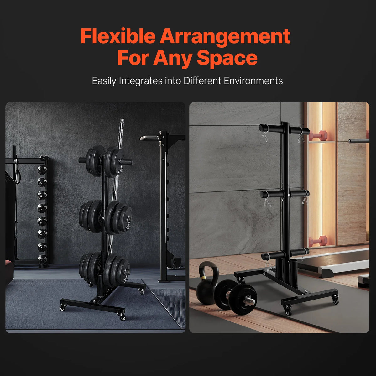 VEVOR Standard Weight Plate Rack With Wheels Gym Storage Stand
