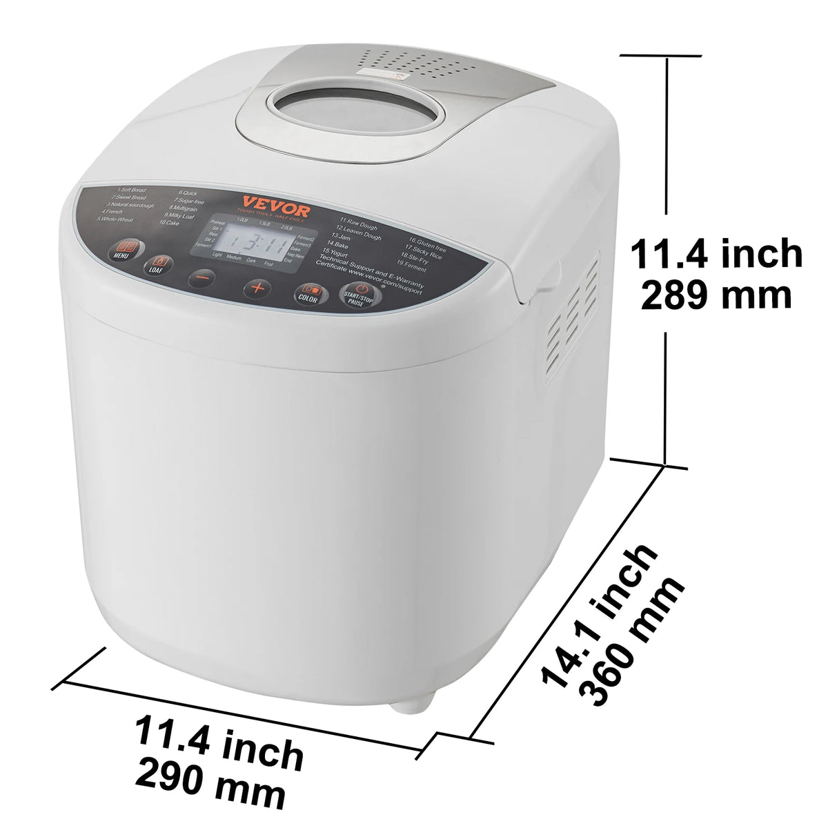 SucceBuy 15 In 1 Automatic Bread Maker With Ceramic Pan