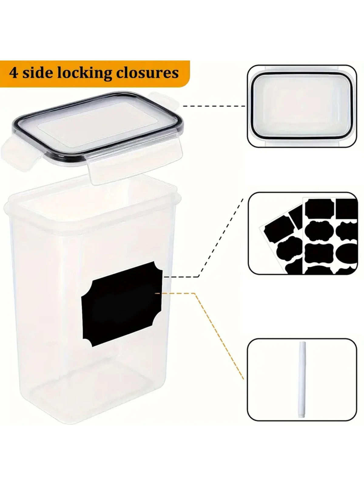 Clear Airtight Food Storage Containers With Labels For Kitchen Pantry