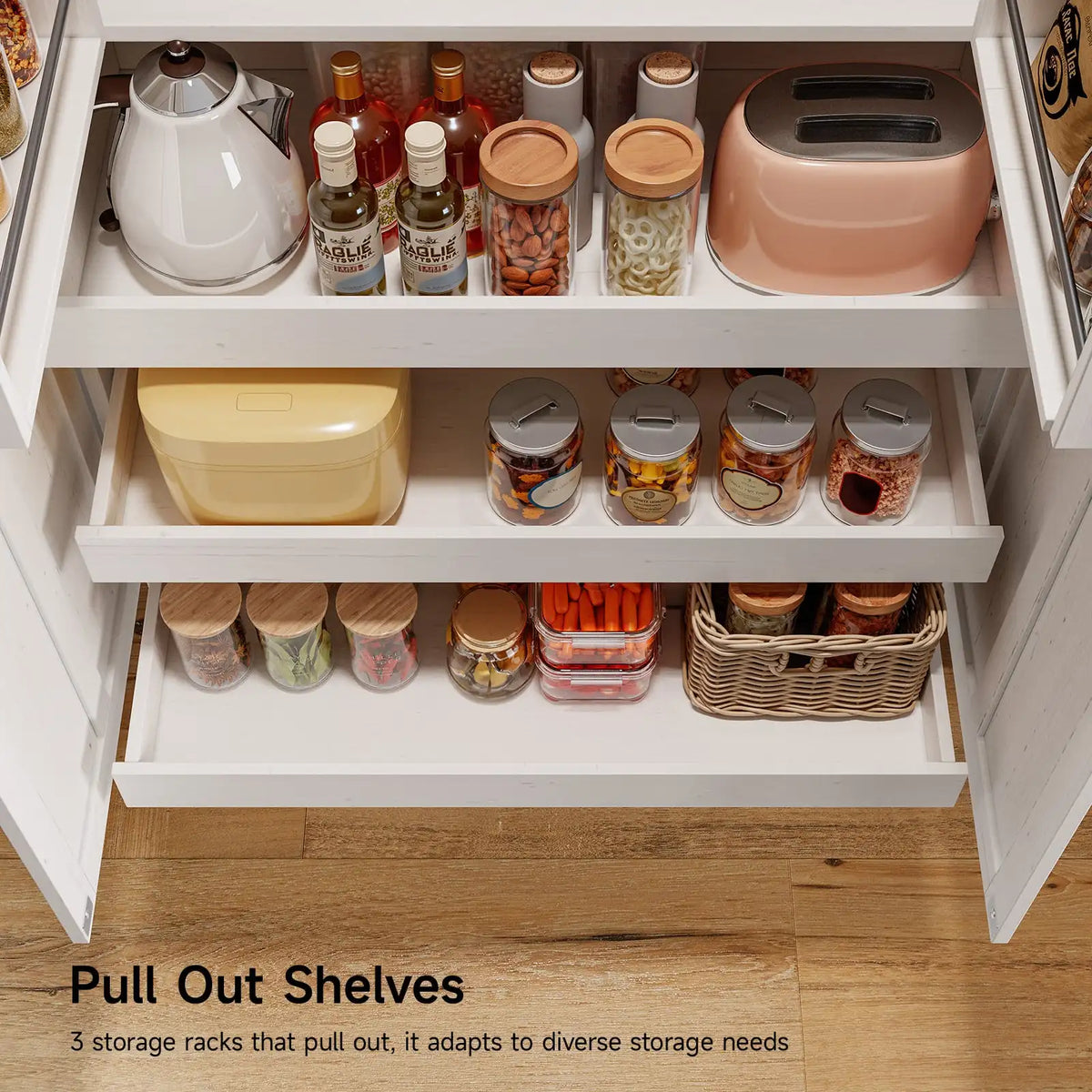 Onbrill Freestanding Kitchen Pantry Cabinet With Storage Shelves