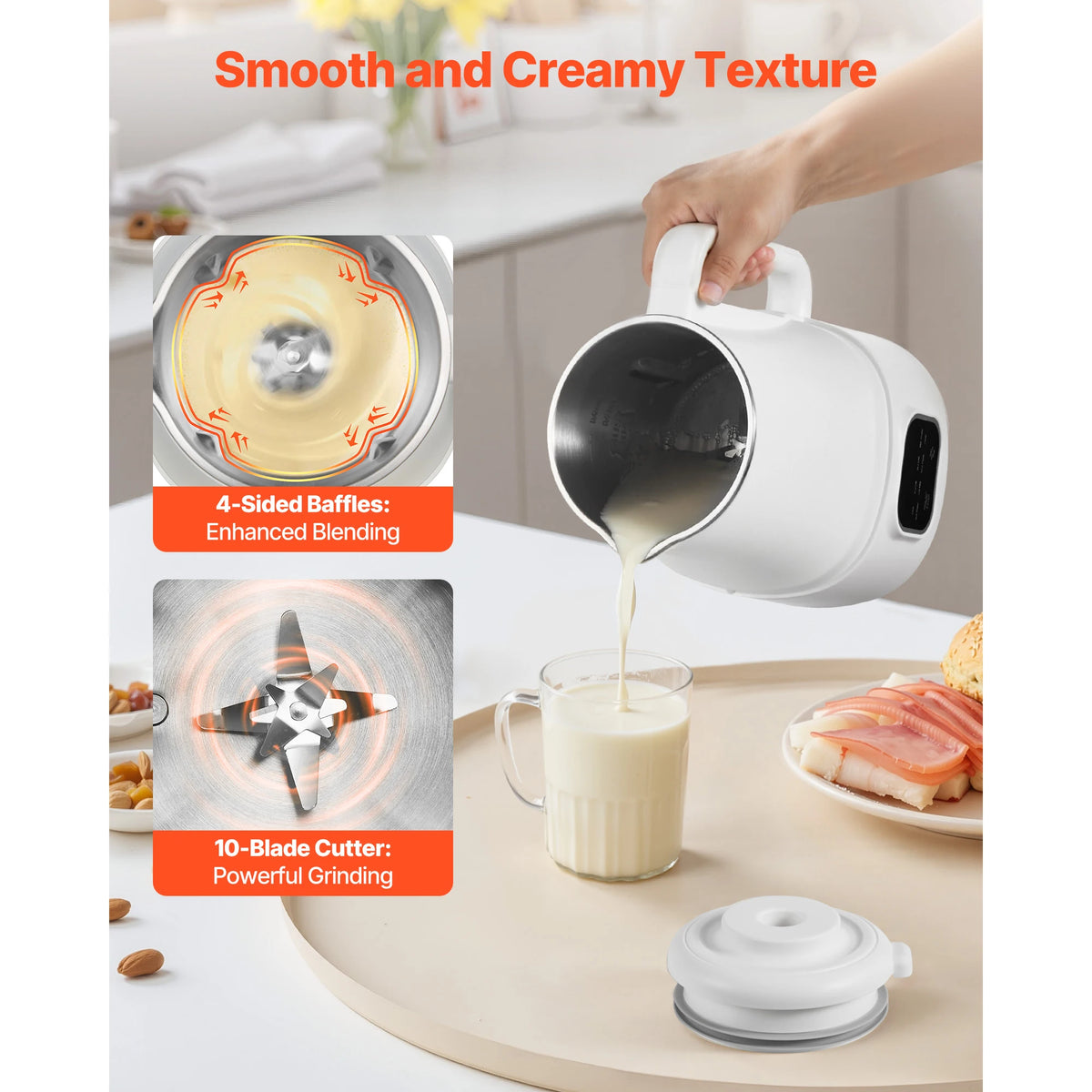 Smart Nut Milk Maker With Self Cleaning And Delay Function