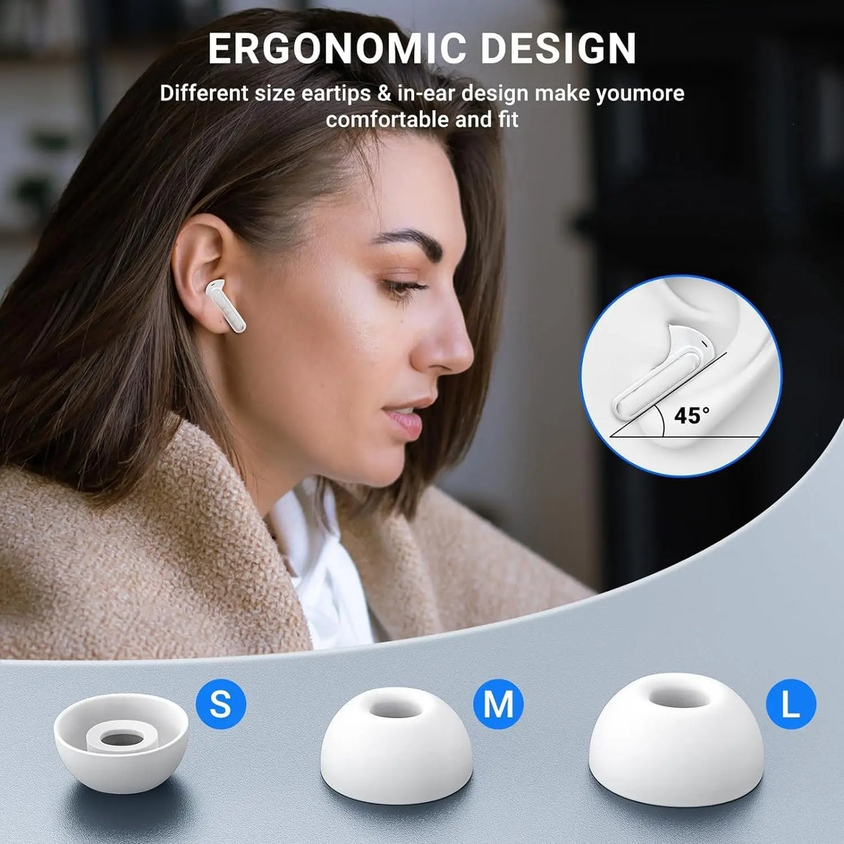 ZZLOVE Active Noise Cancellation Bluetooth Wireless Waterproof Earbuds