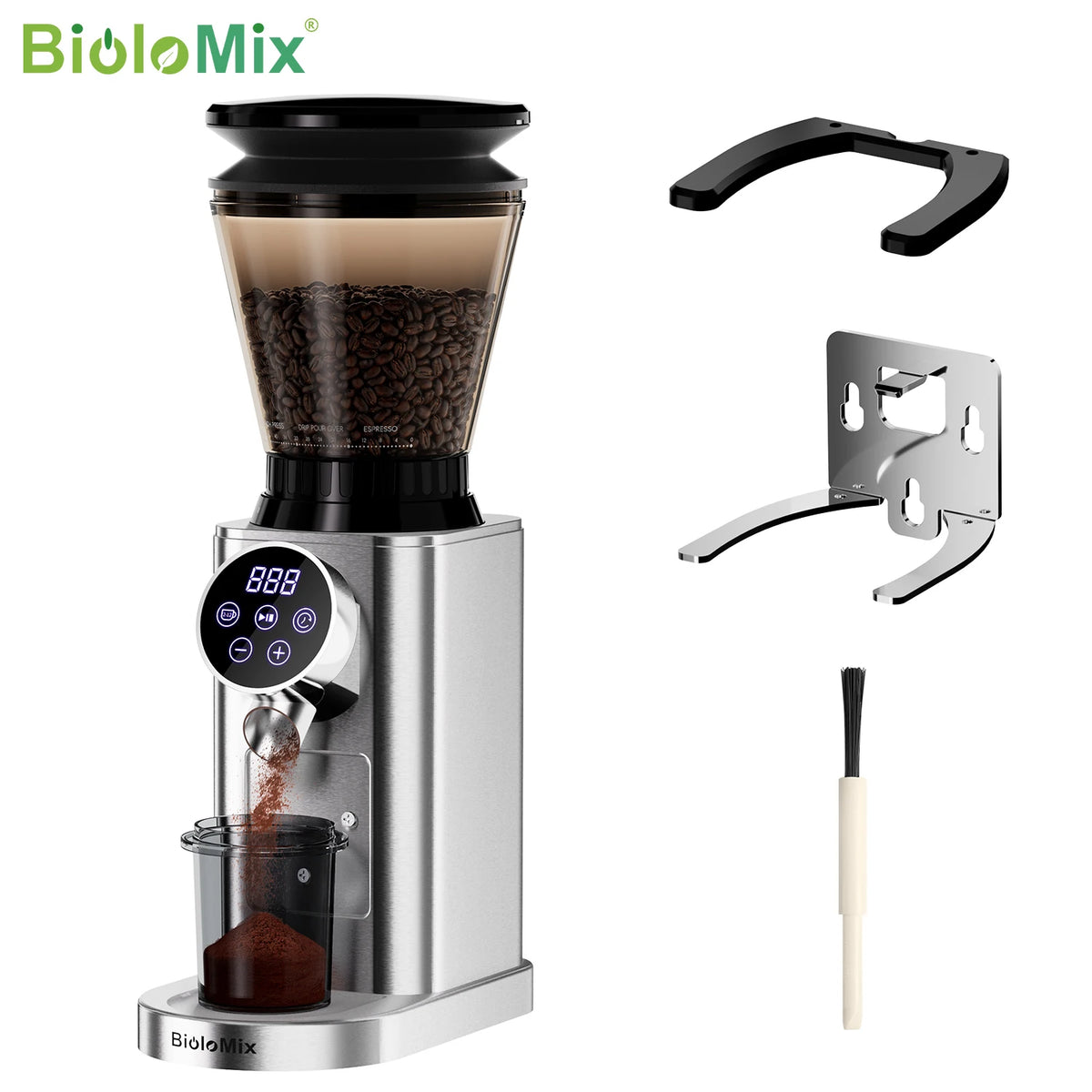 BioloMix Electric Conical Burr Coffee Grinder Adjustable Settings
