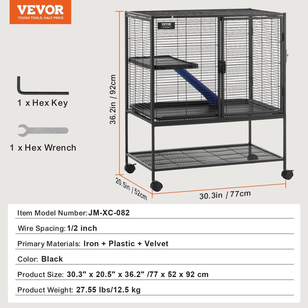SucceBuy Rolling Metal 4 Tier Ferret Hamster Chinchilla Cage