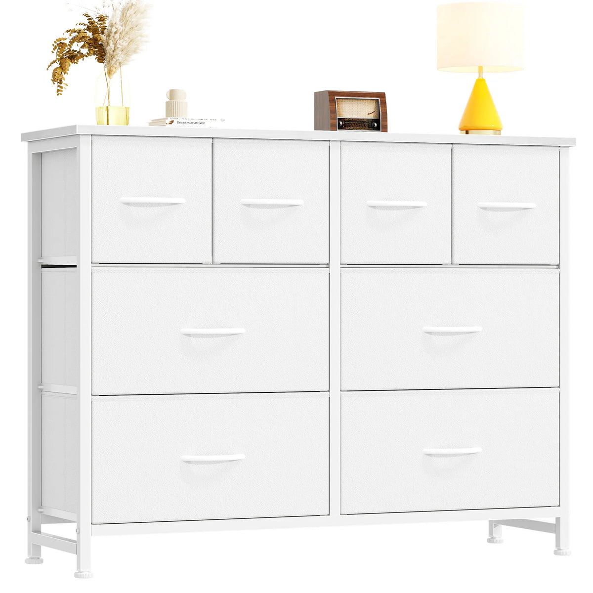 JHK Modern Fabric Drawers Dresser With Metal Frame Storage Tower