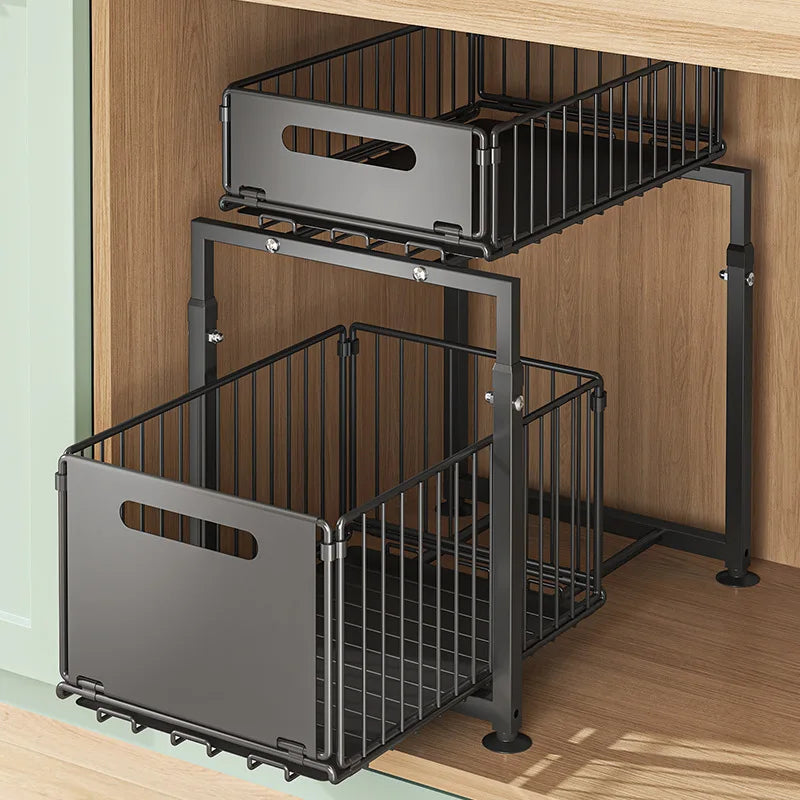 Aehome Stainless Steel Under Sink Cabinet Organizer Shelf