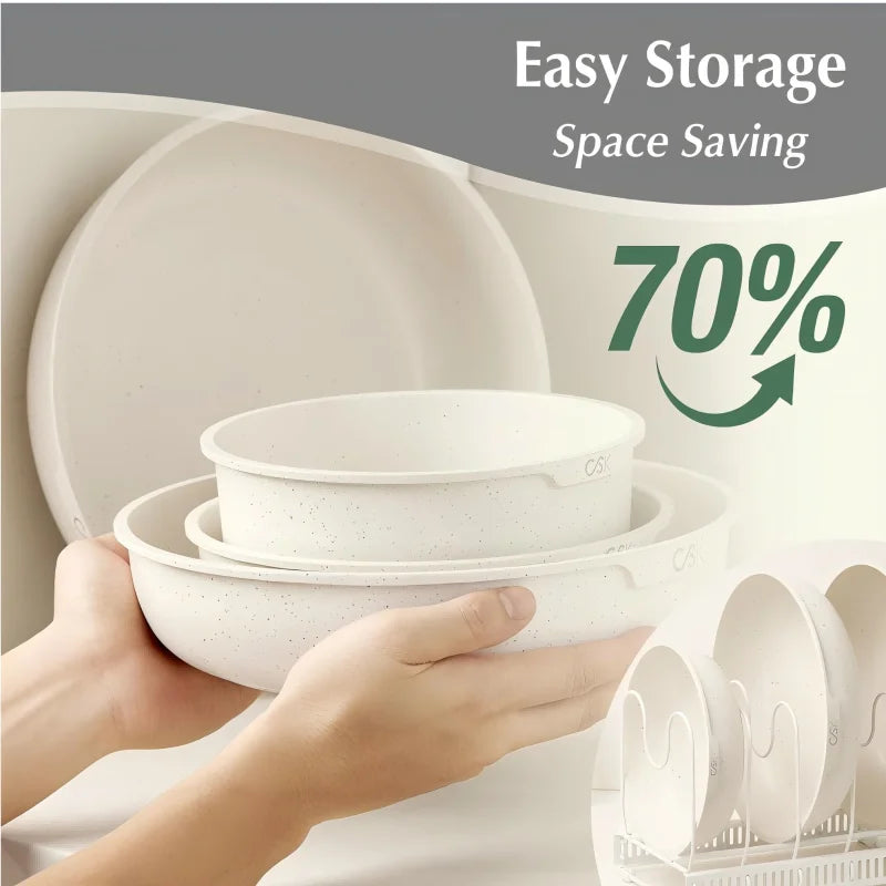 KOCH SYSTEME CS Detachable Handle Ceramic Nonstick Cookware Set