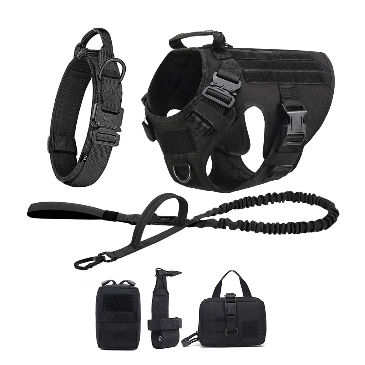 Nylon Tactical Dog Harness With Molle Pouches And Quick Release