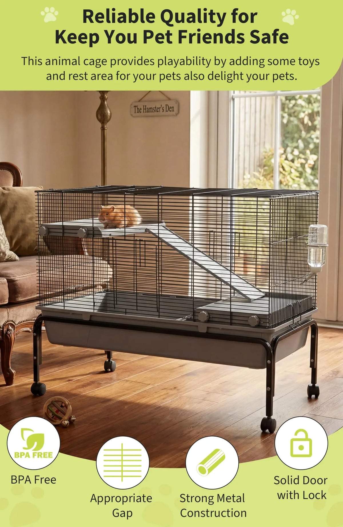 HiMISS Multi Level Small Animal Cage With Detachable Stand