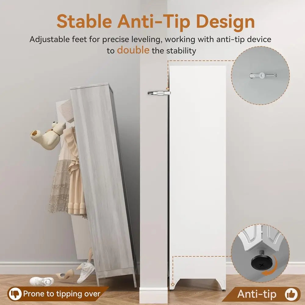 Lism Metal Armoire Wardrobe Cabinet With Doors And Shelves