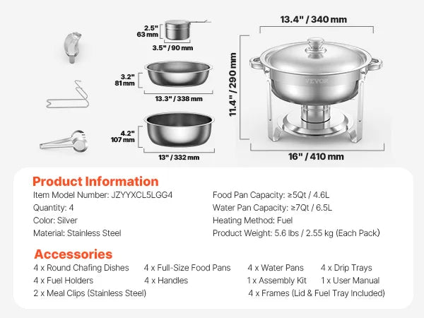 SucceBuy Stainless Steel Chafing Dish Buffet Catering Warmer Set