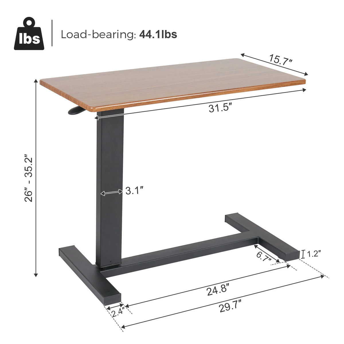 Adjustable Rolling Overbed Cart And Multifunctional Bedside Table