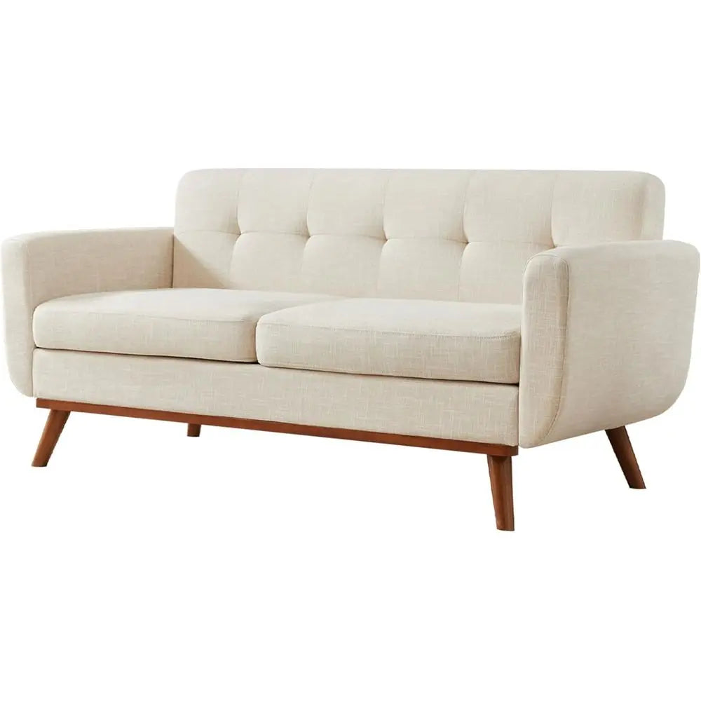 Modern Boucle Loveseat Sofa Button Tufted Upholstered Couch