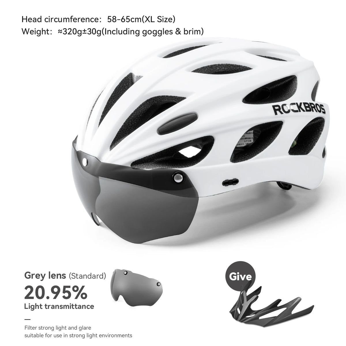Rockbros Lightweight Cycling Helmet With Integrated Goggles For Road Biking