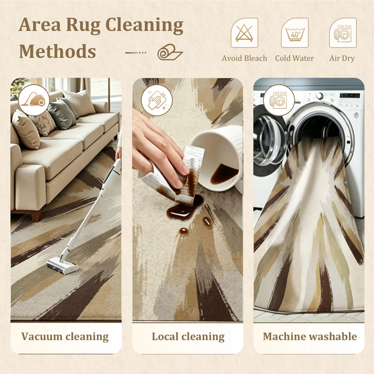 Abstract Brush Stroke Velvet Area Rug Machine Washable For Living Room