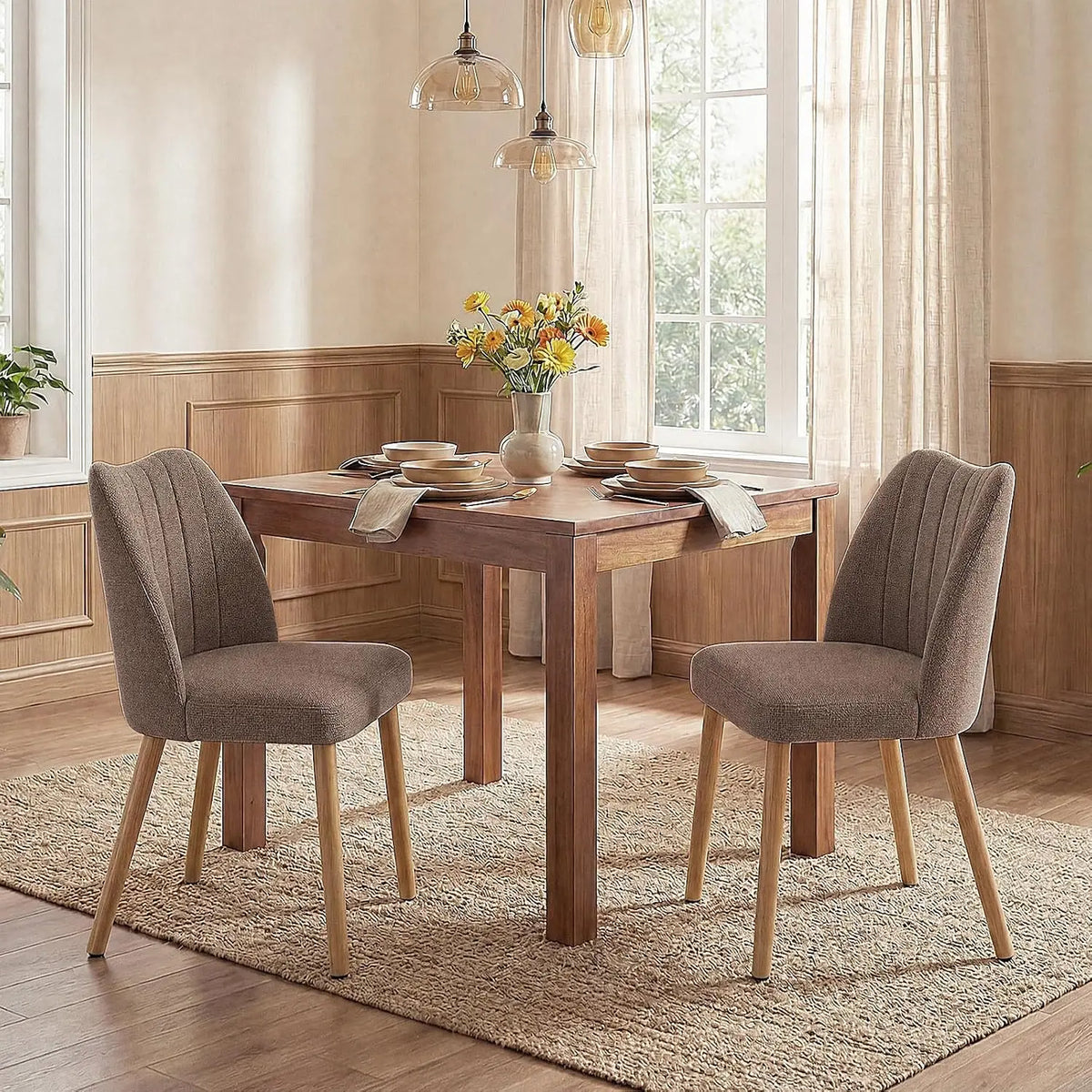 HiMISS Mid Century Modern Upholstered Dining Chairs Set Of 2