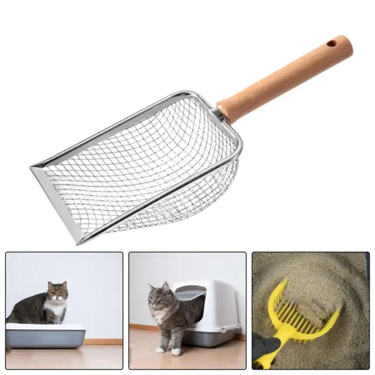 Durable Metal Cat Litter Scooper With Handle Hole And Sifter