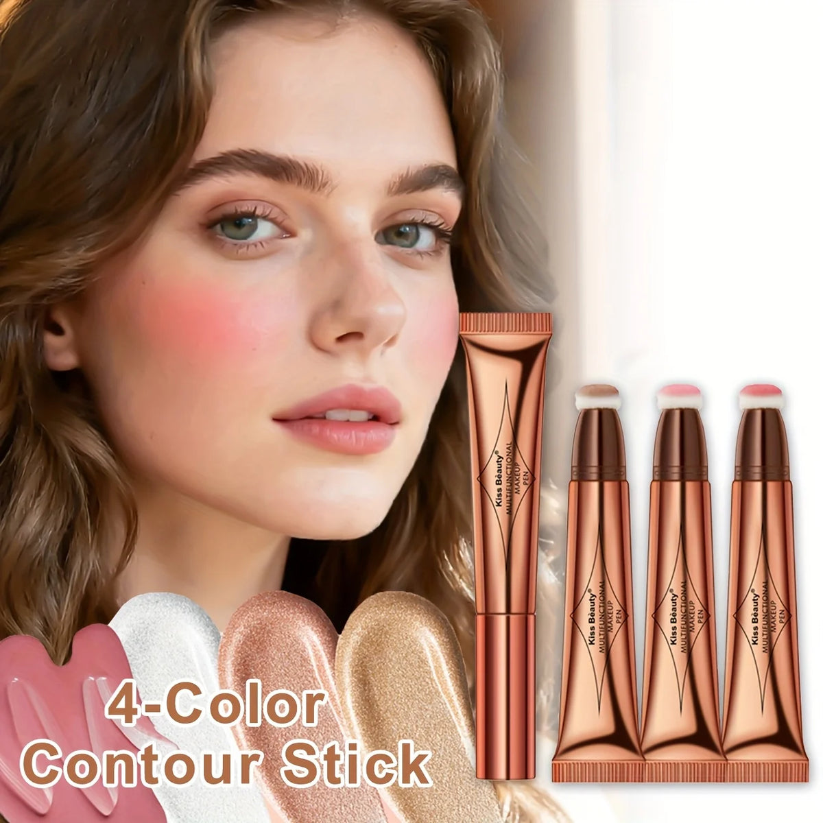 Liquid Powder Blusher And Contour Stick With Cushion Applicator
