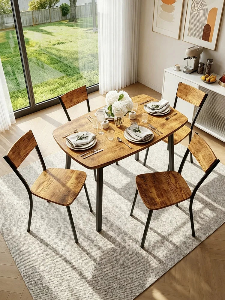 HiMISS 5 Piece Dining Table Set With Wooden Storage Shelf