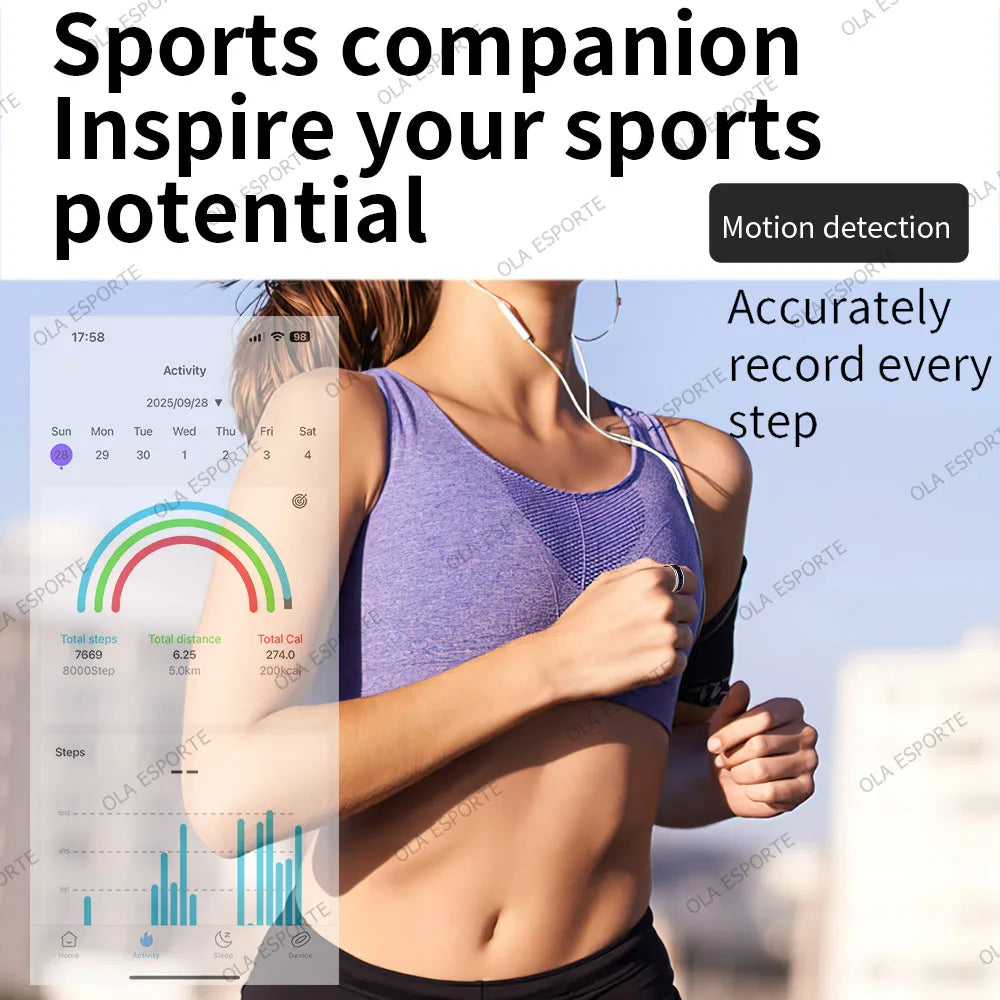 Smart Ring Heart Rate Blood Oxygen Sleep Monitor Display