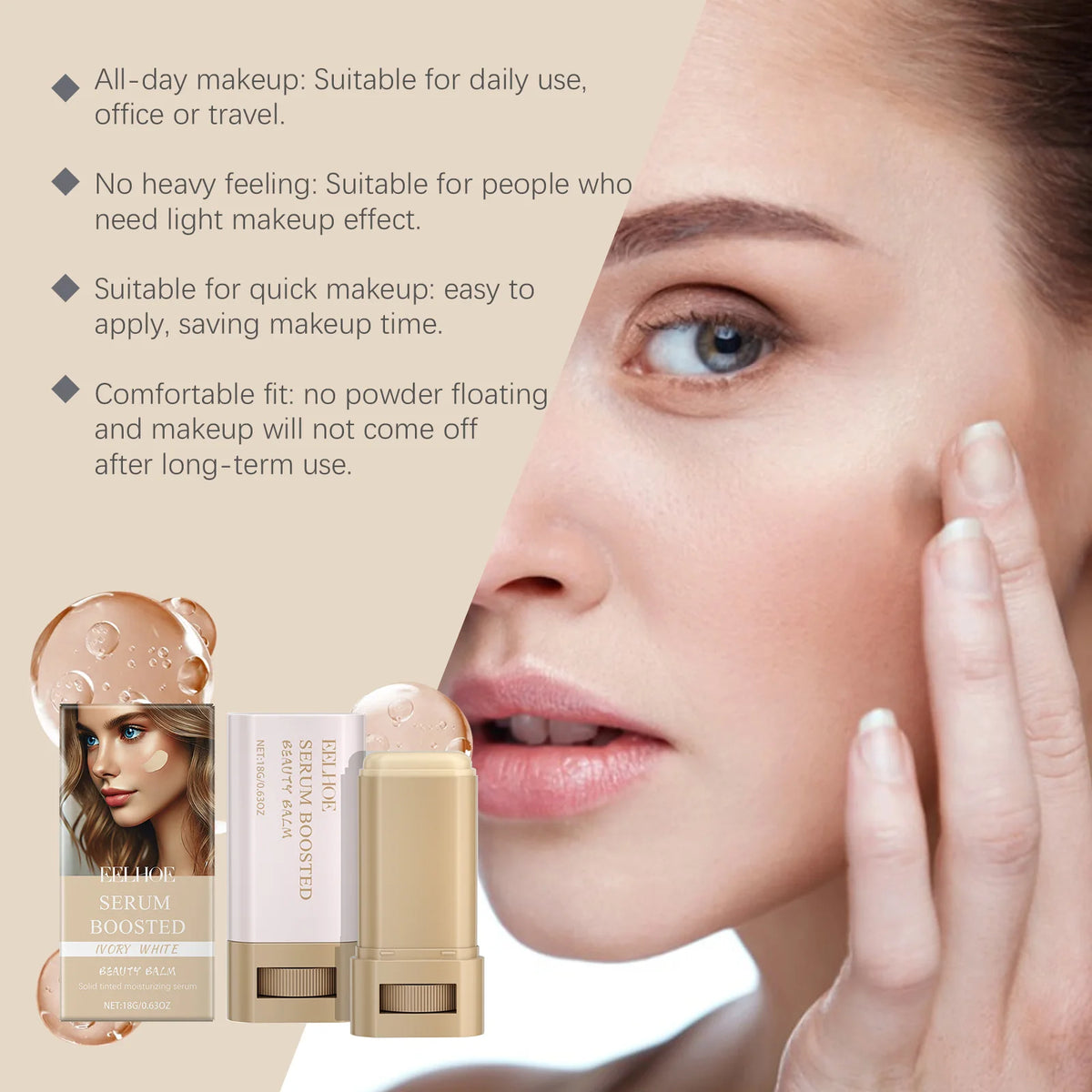 Eelhoe Hydrating Foundation Stick With Long Lasting Lightweight Coverage