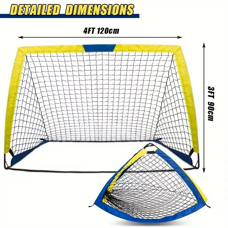 Two Portable Pop Up Soccer Goals Indoor Outdoor Training Set