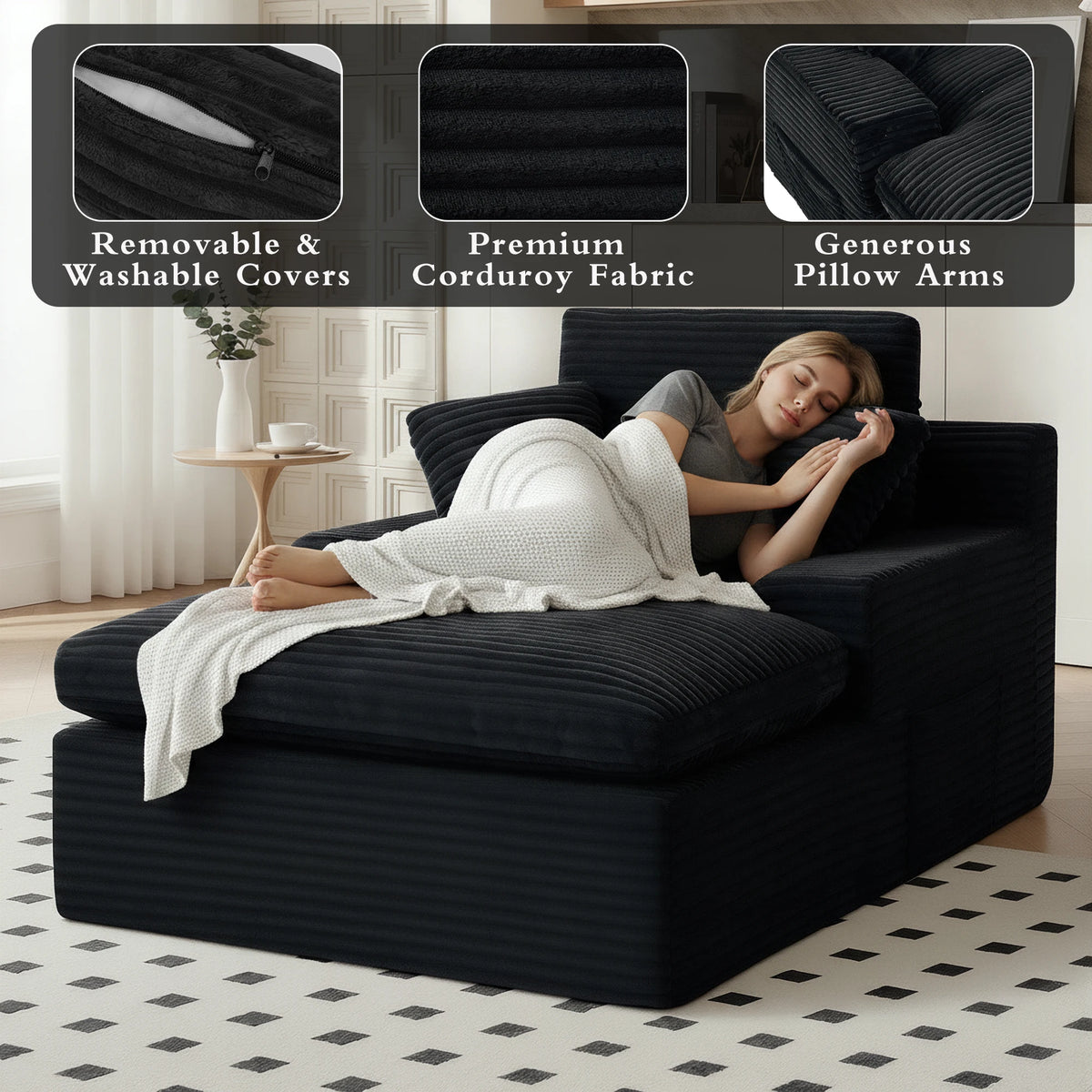 GAOHAPY Modular Sectional Sofa Chaise Lounge With Washable Cover