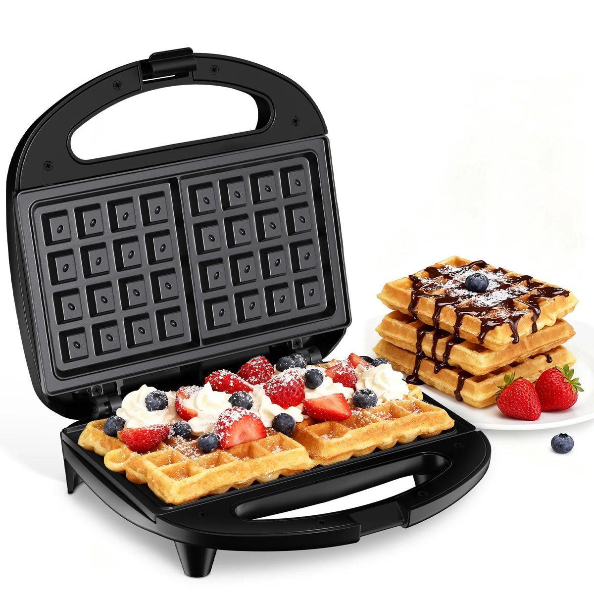 Ostba Belgian Waffle Iron With Indicator Lights And Nonstick Surface
