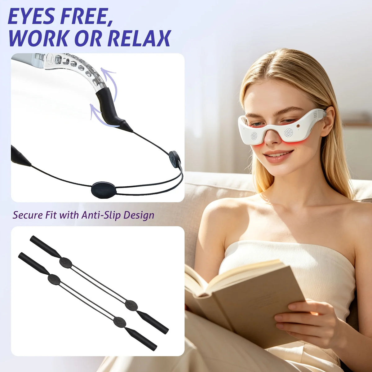 Jitesy LED Eye Massager Hot Cold Compress Light Therapy Device