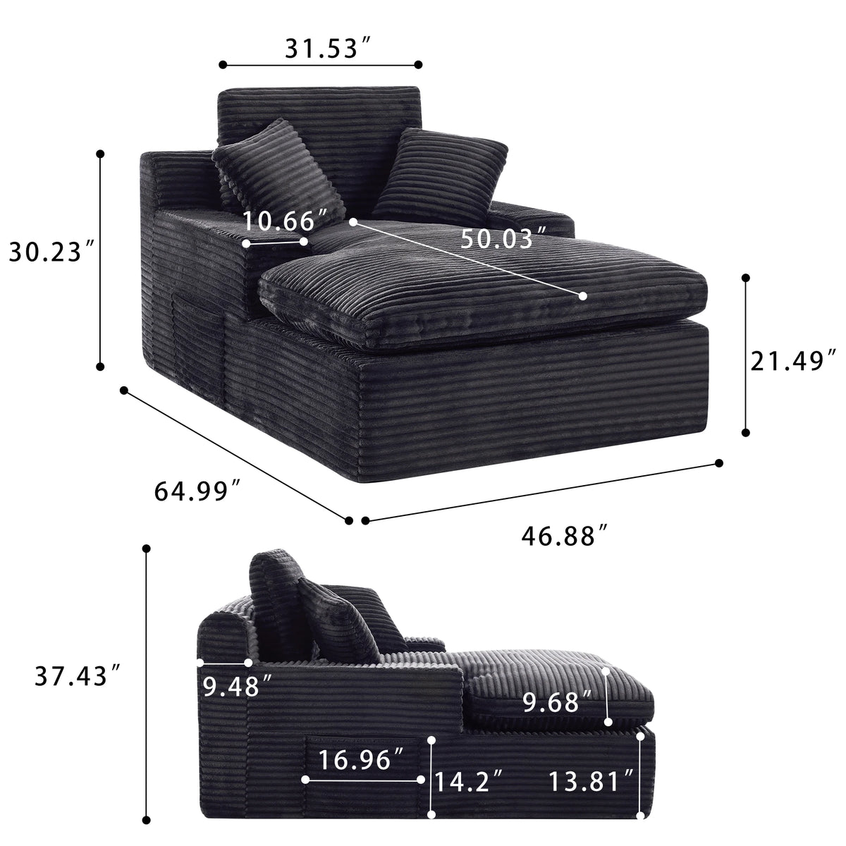 GAOHAPY Modular Sectional Sofa Chaise Lounge With Washable Cover