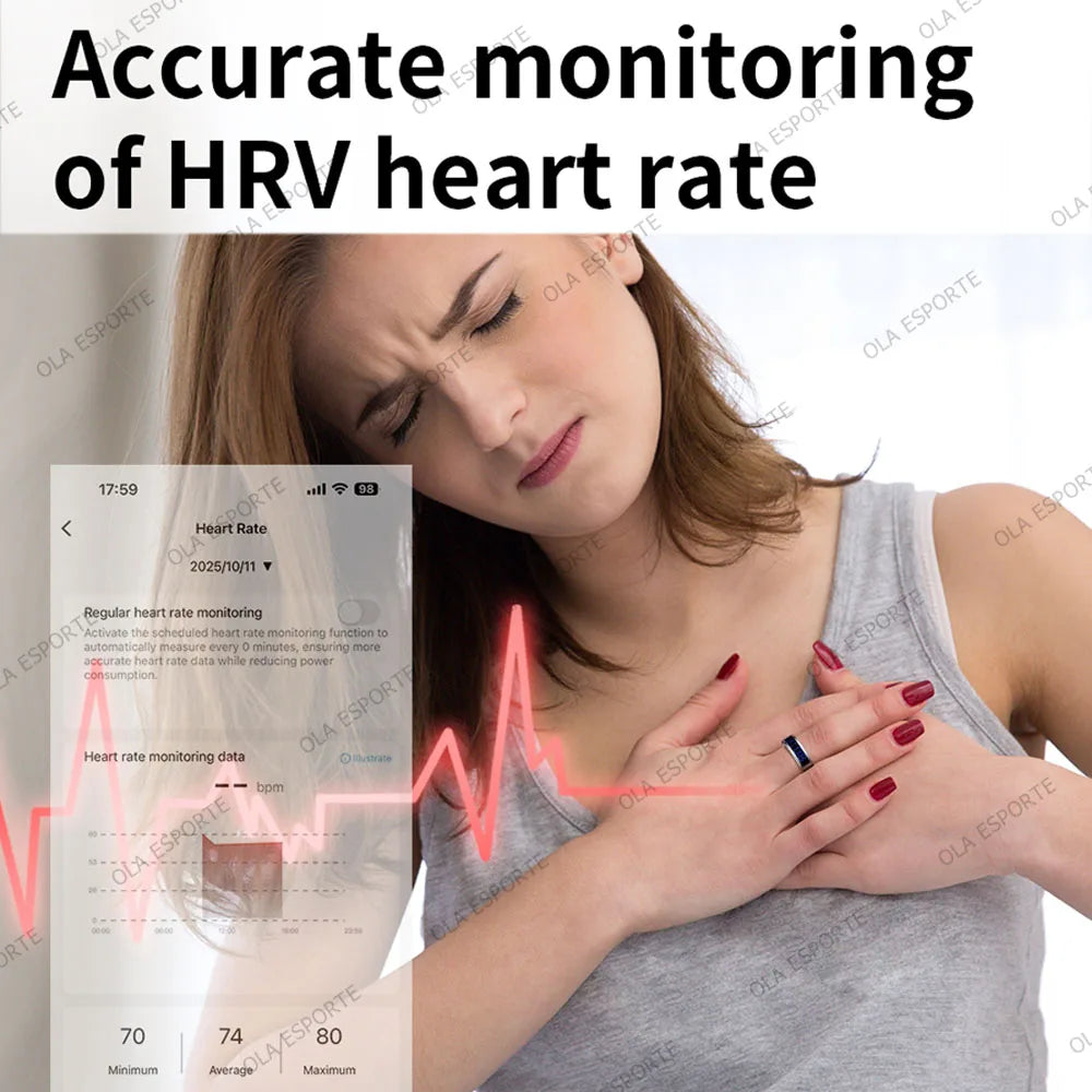 Smart Ring Heart Rate Blood Oxygen Sleep Monitor Display
