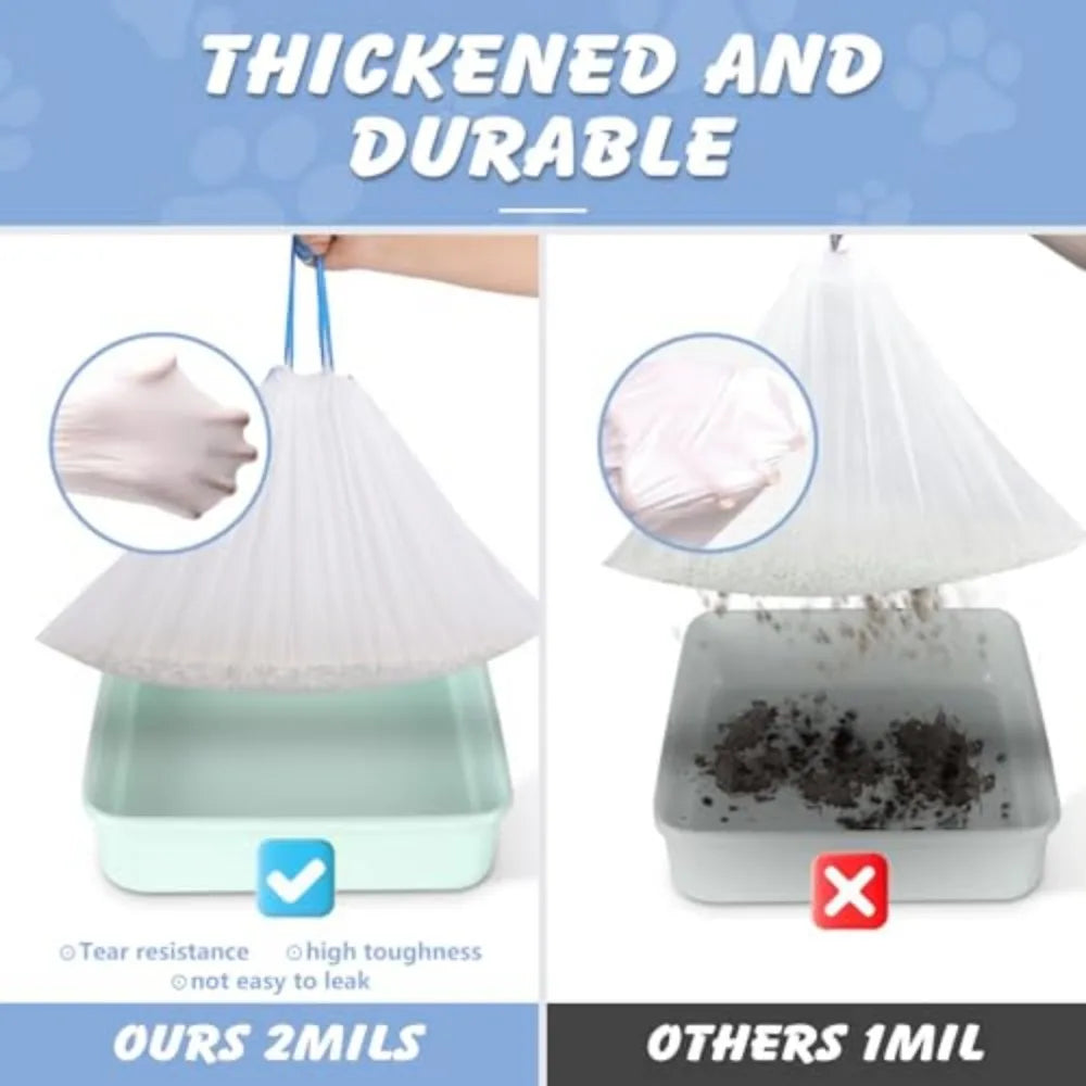 Heavy Duty Drawstring Cat Litter Box Liners With Odor Barrier