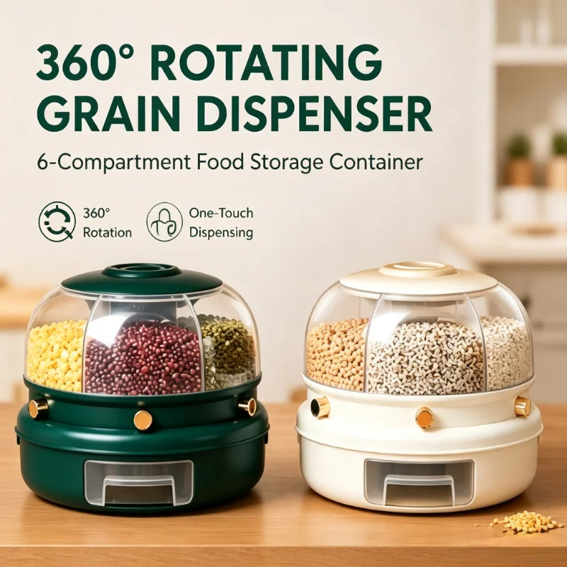 Onenoble Rotating Cereal Dispenser With Six Separate Compartments