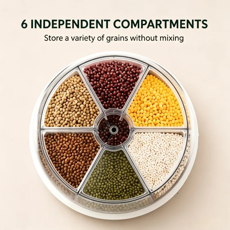 Onenoble Rotating Cereal Dispenser With Six Separate Compartments