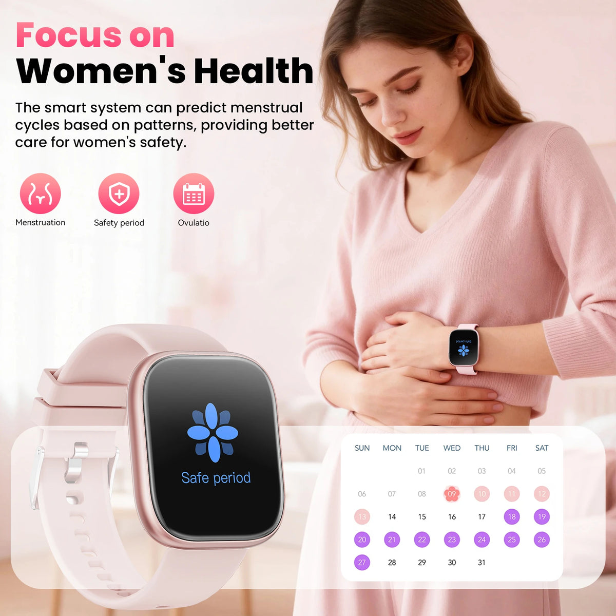 Smartwatch Fitness Tracker With Heart Rate Sleep And Cycle Monitoring