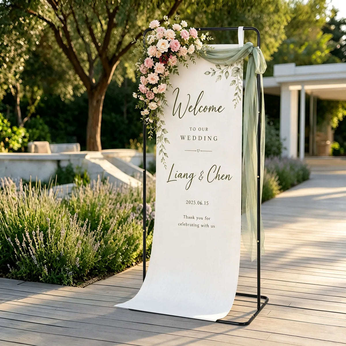 Heavy Duty Metal Wedding Sign Stand With Leather Straps