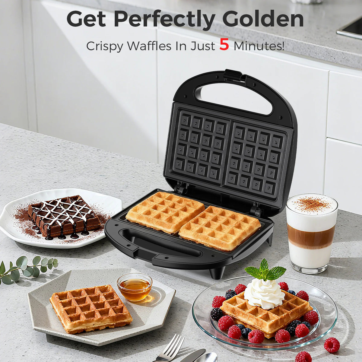Ostba Belgian Waffle Iron With Indicator Lights And Nonstick Surface