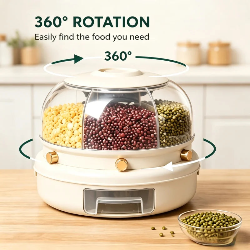 Onenoble Rotating Cereal Dispenser With Six Separate Compartments