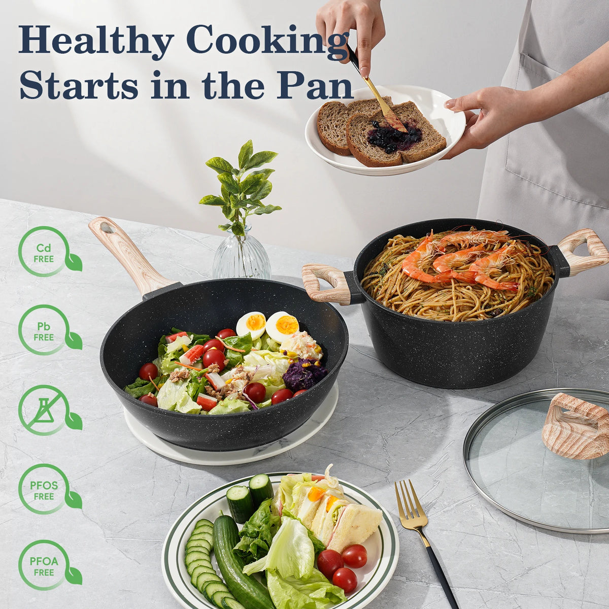 Tolife Ceramic Nonstick Cookware Set For All Stoves