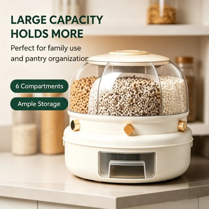 Onenoble Rotating Cereal Dispenser With Six Separate Compartments