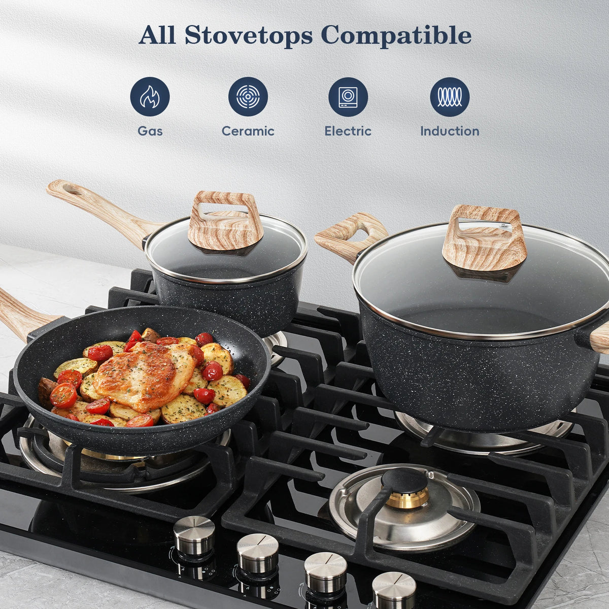 Tolife Ceramic Nonstick Cookware Set For All Stoves