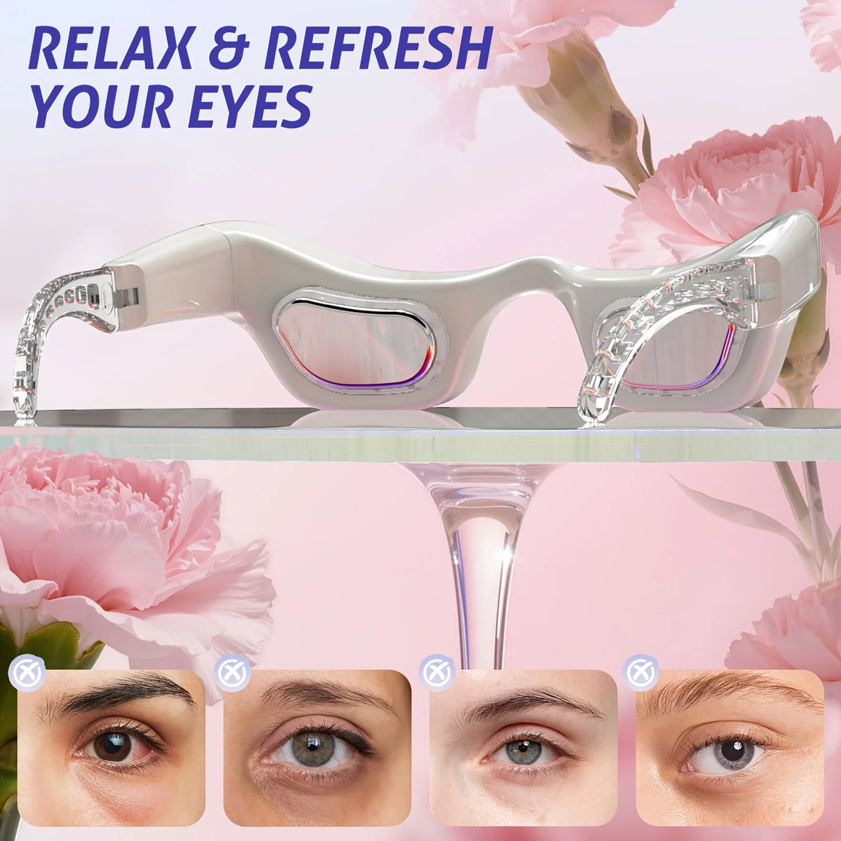 Jitesy LED Eye Massager Hot Cold Compress Light Therapy Device