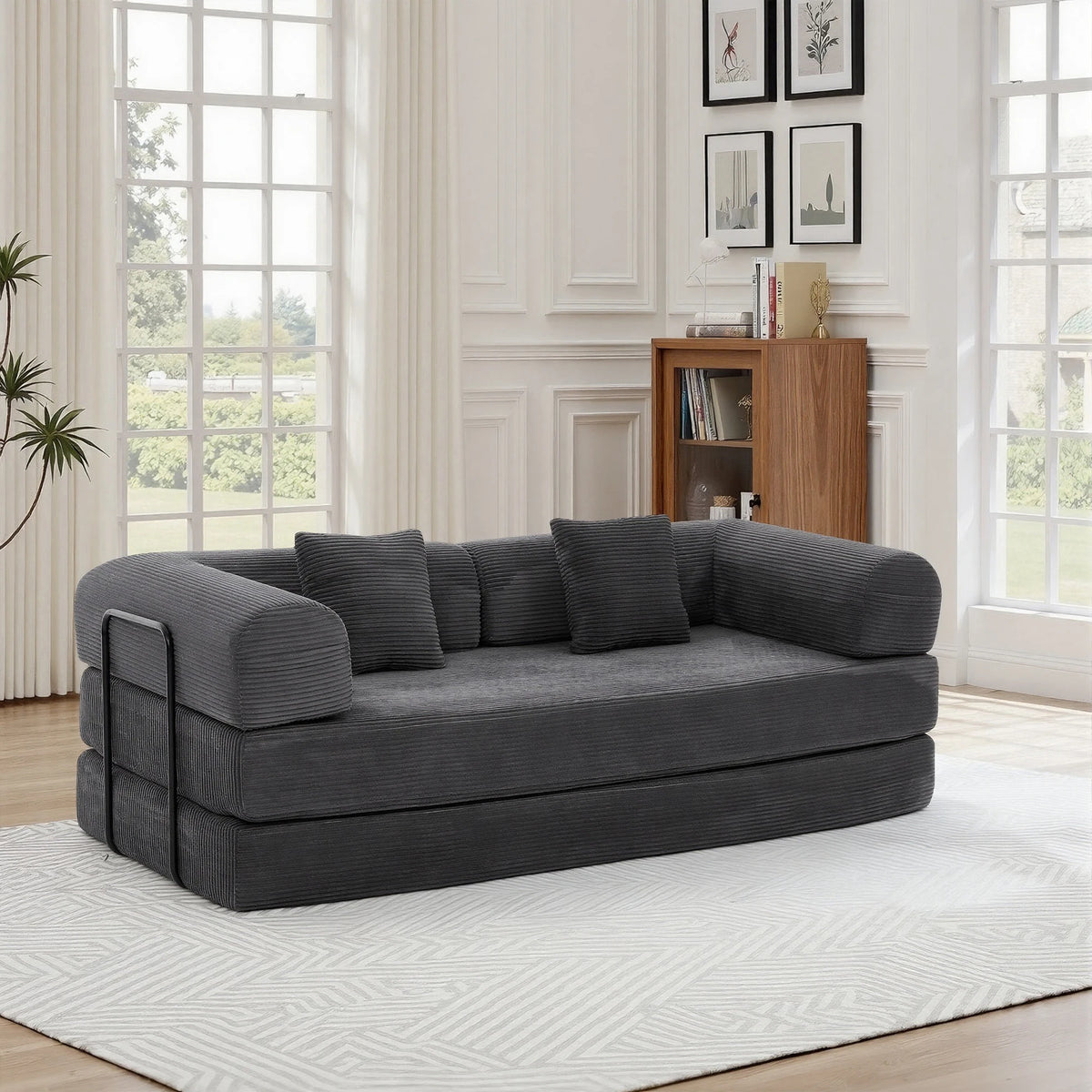GAOHAPY Convertible Modular Sofa Bed Sectional Couch With Chaise