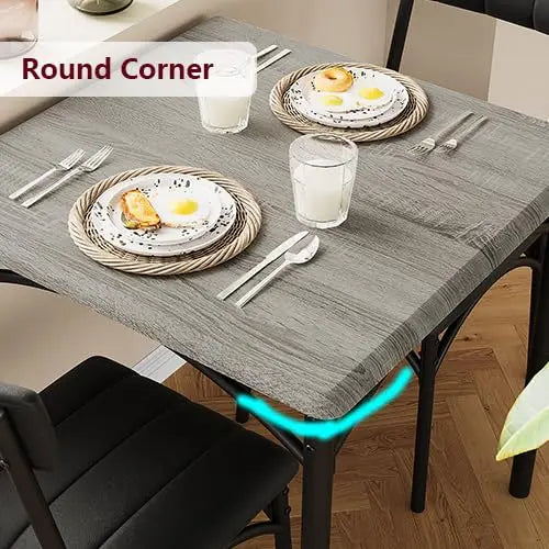 Modern Three Piece Dining Table Set With Metal Chairs