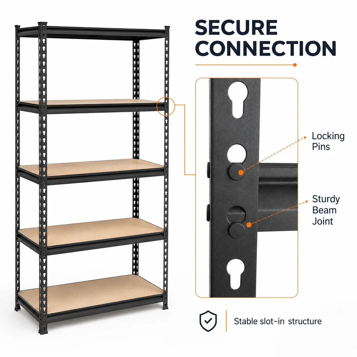 Heavy Duty Five Tier Metal Shelving Unit For Garage Storage