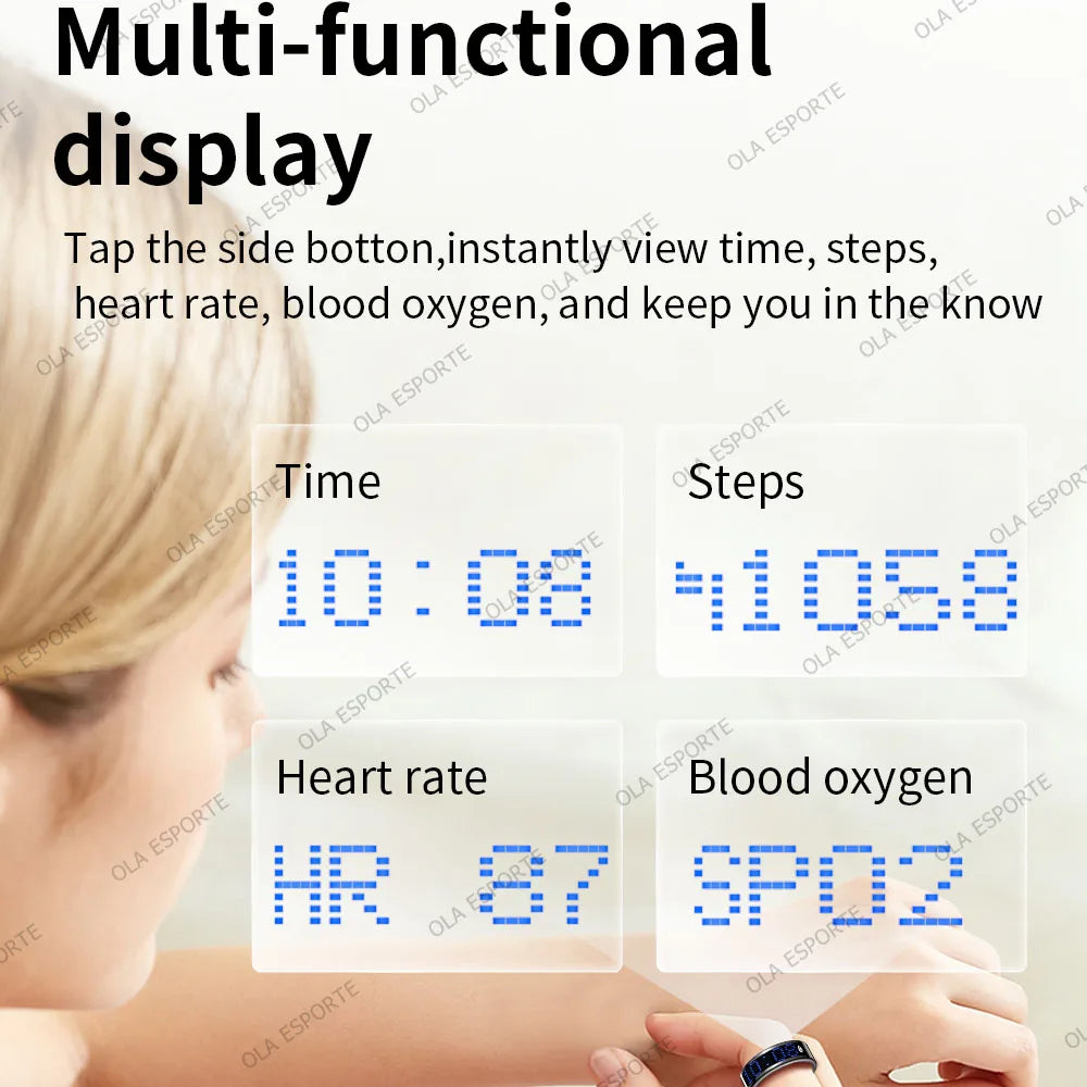 Smart Ring Heart Rate Blood Oxygen Sleep Monitor Display