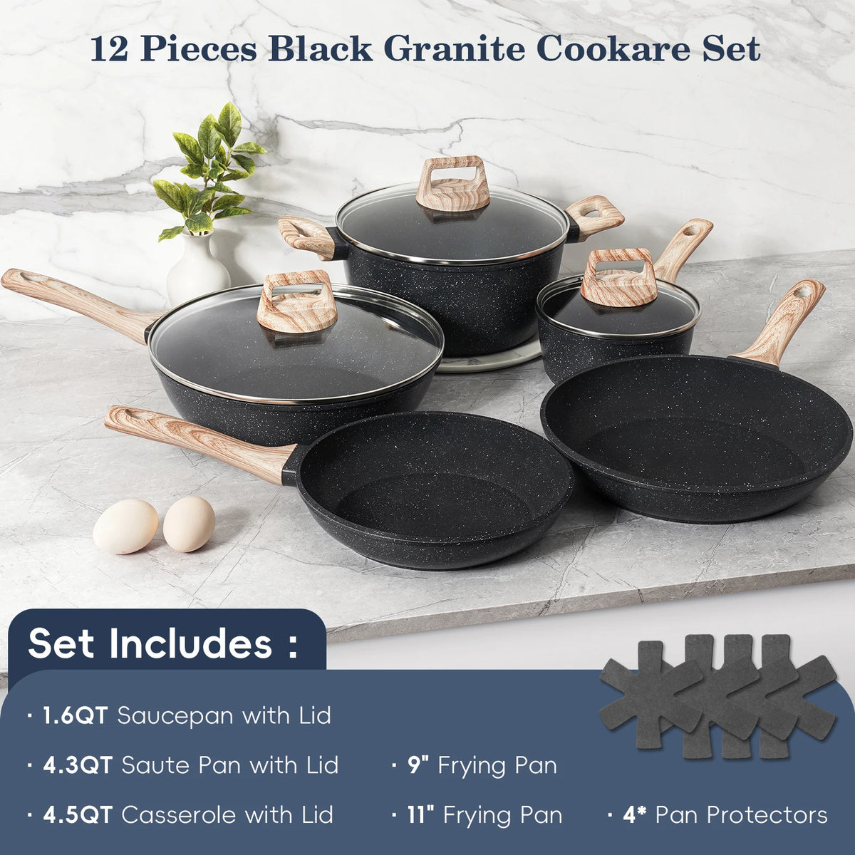 Tolife Ceramic Nonstick Cookware Set For All Stoves