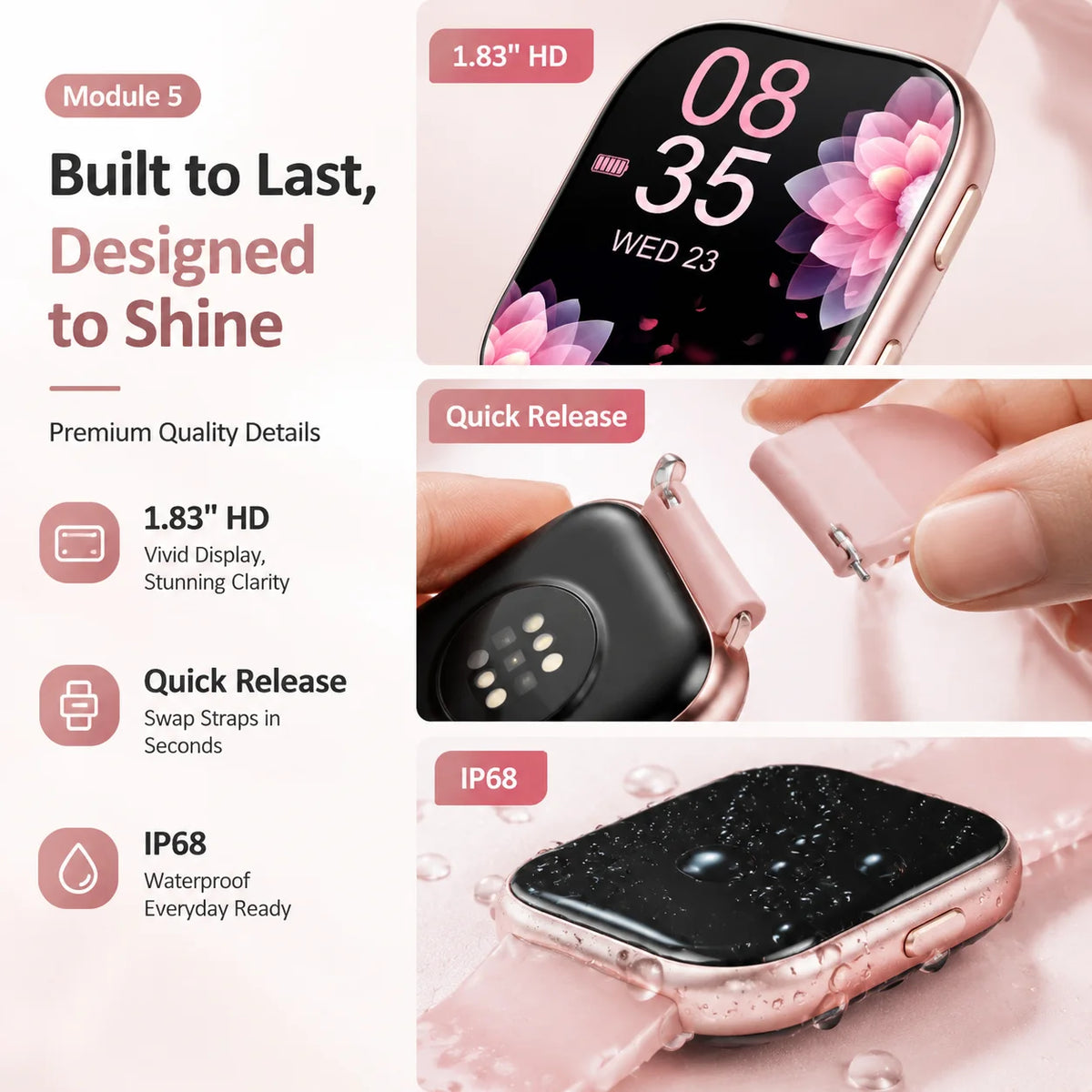 Smartwatch Fitness Tracker With Heart Rate Sleep And Cycle Monitoring