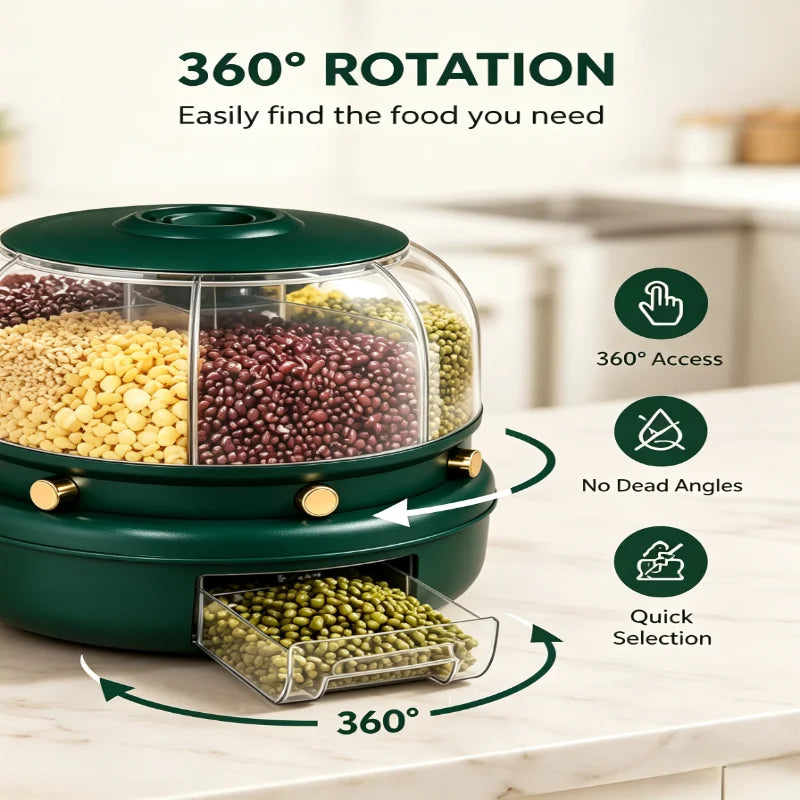 Onenoble Rotating Cereal Dispenser With Six Separate Compartments