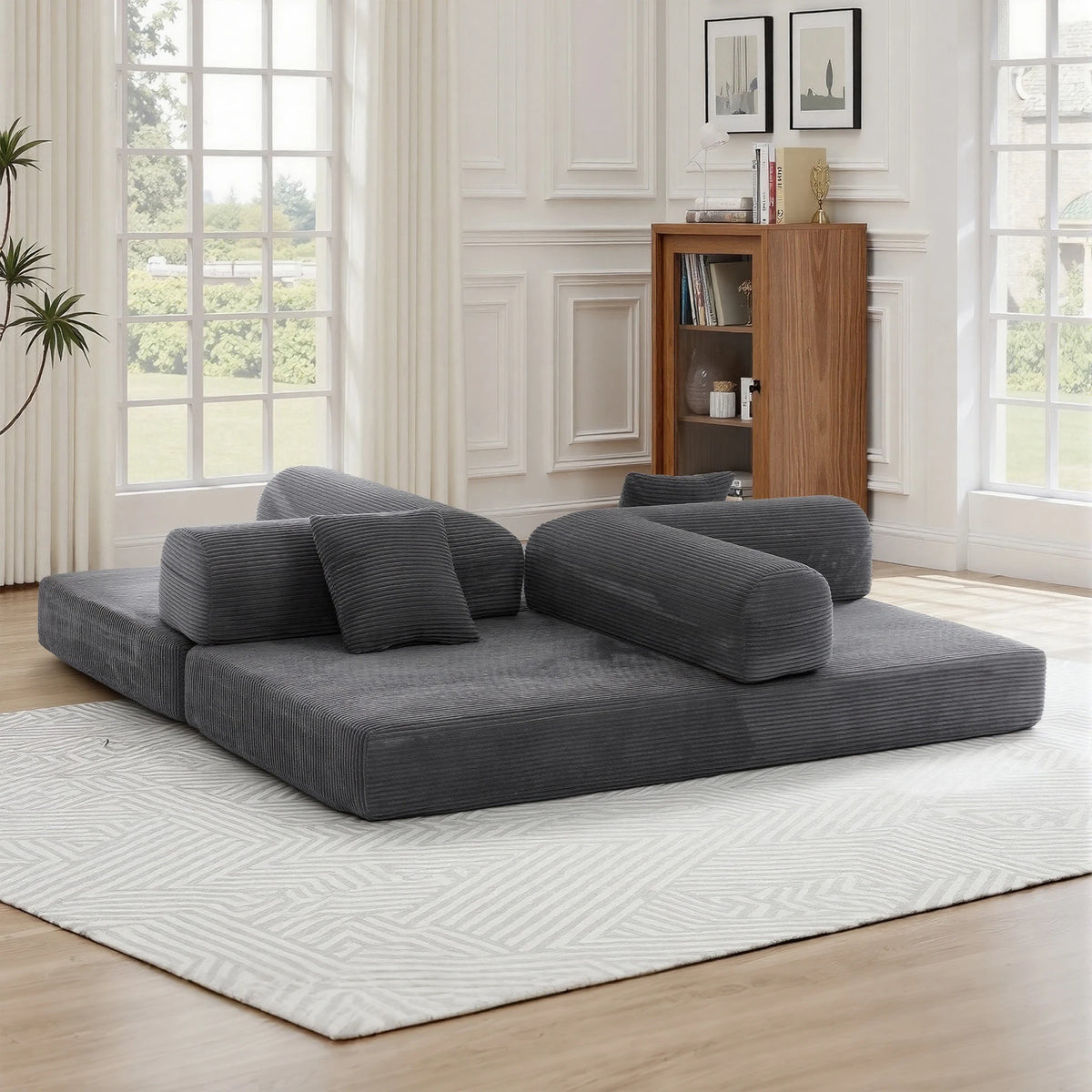 GAOHAPY Convertible Modular Sofa Bed Sectional Couch With Chaise